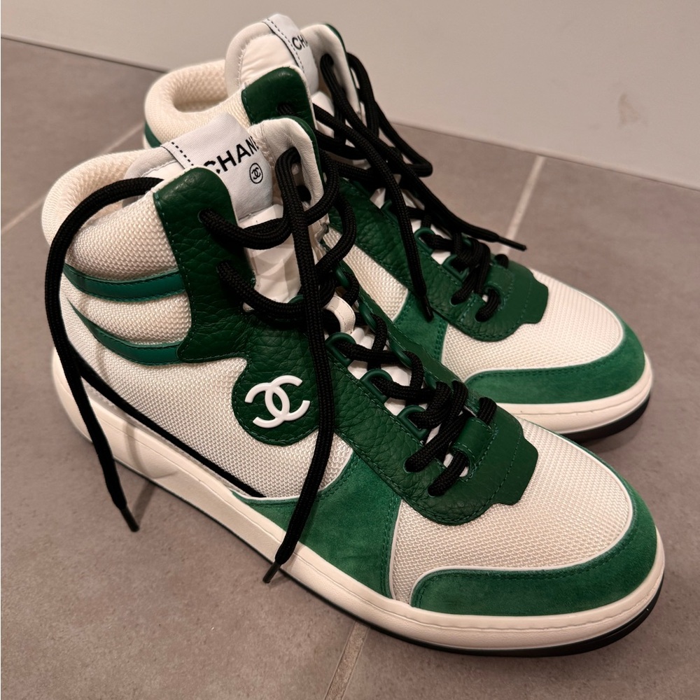 Chanel Women’s Green & White High-Top Sneakers - Picture 8 of 8